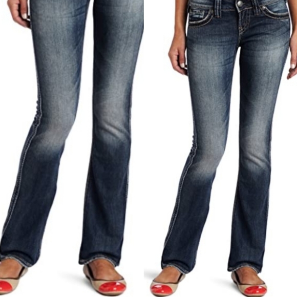 NEW! SILVER JEANS Womens Mckenzie Dark Wash Flap Embroidered Straight Leg Jeans - Picture 16 of 16